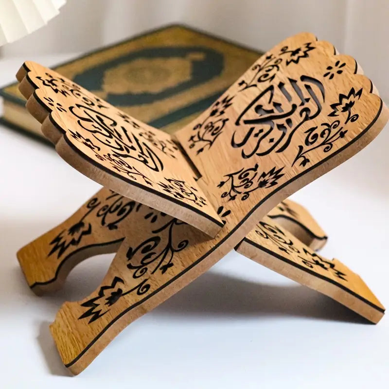 Quran stander made of wood with Arabic word written design