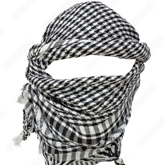 black and white Palestinian keffiyeh 