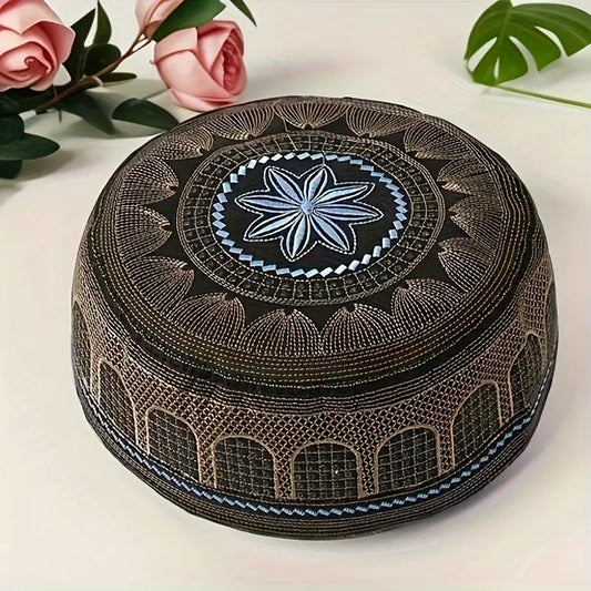 bronze and golden Muslim prayer hat or kufi