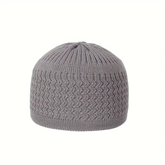 Muslim Portable Knitted Breathable Kufi Cap grey